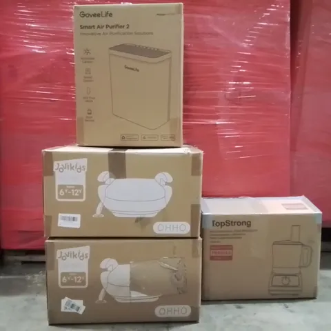 PALLET OF ASSORTED HOUSEHOLD GOODS AND PRODUCTS TO INCLUDE;SMART AIR PURIFIER,MULTIFUNCTIONAL FOOD PROCESSOR,KIDS CAR SEAT
