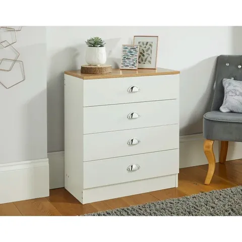 BOXED OVIEDO 4 DRAWER CHEST 60CM W × 70CM H - 1 BOX