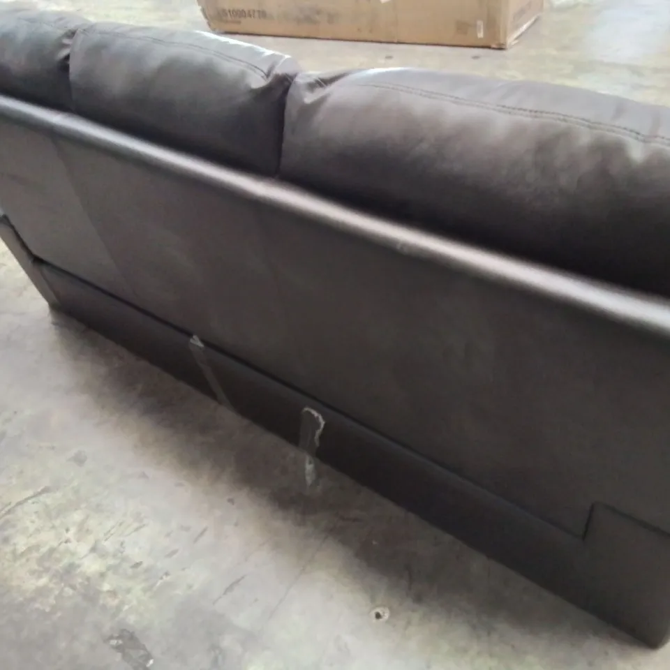 DESIGNER THREE SEATER SOFA BROWN LEATHER 