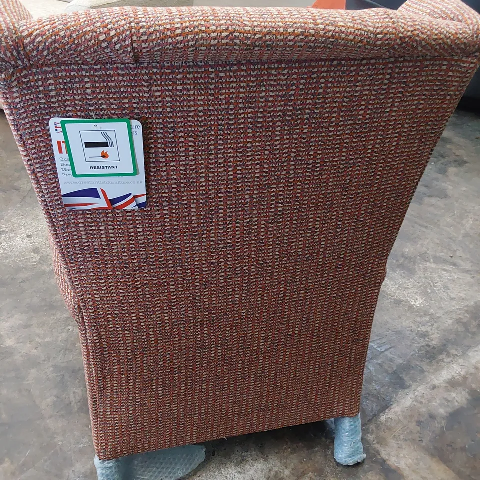QUALITY BRITISH DESIGNER PARKER KNOLL PUSH BACK RECLINING WINGED EASY CHAIR ROSE PINK FABRIC 