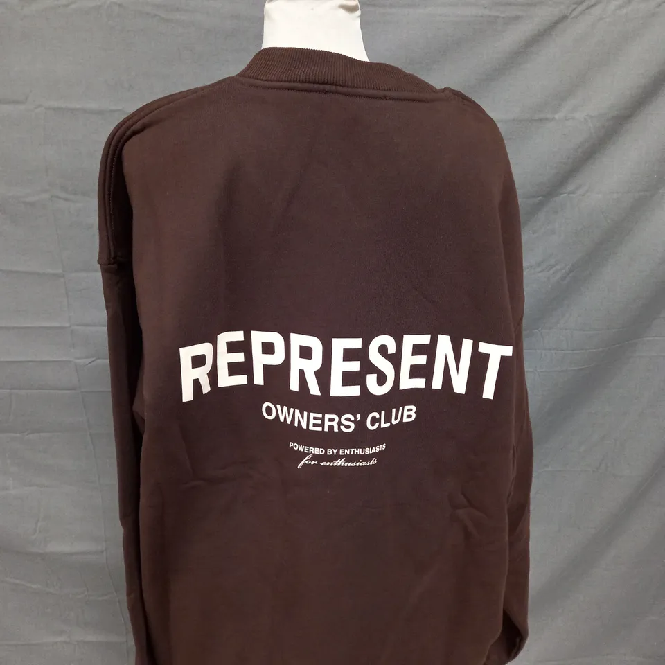 REPRESENT OWNERS CLUB BROWN HEAVY WEIGHT SWEATSHIRT - LARGE