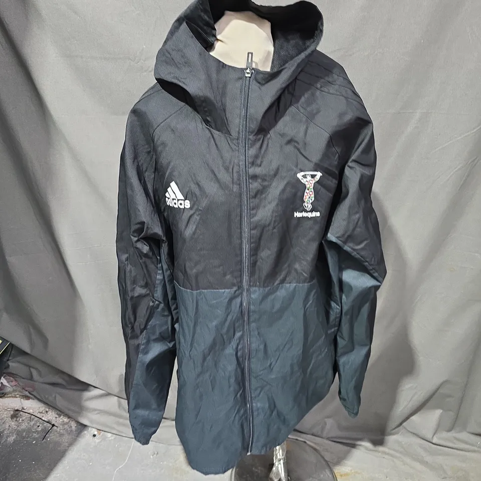 ADIDAS HARLEQUINS HOODED JACKET IN BLACK - 2XL