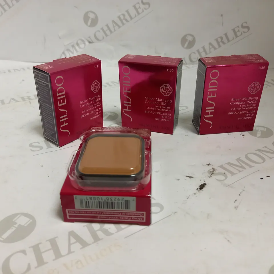 BOXED LOT OF APPROX 4 SHISEIDO SHEER MATIFYING COMPACT (REFIL)