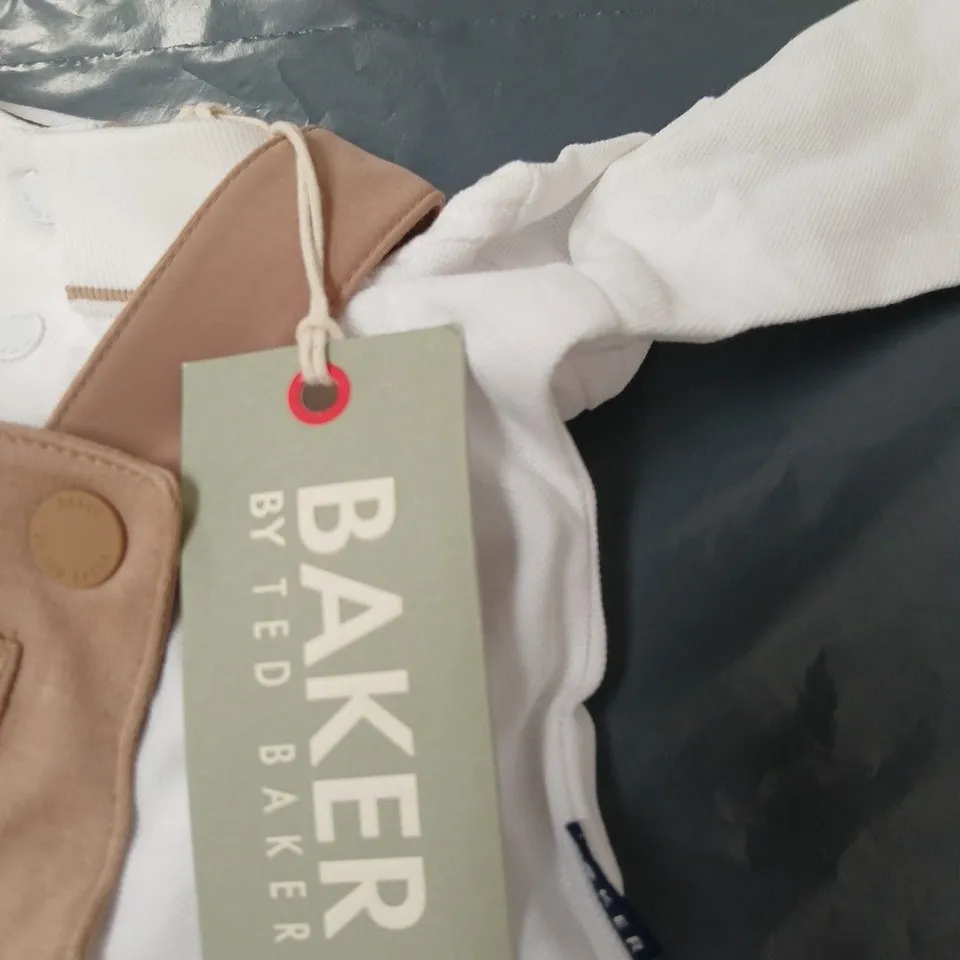 TED BAKER BABY DUNGAREE ROMPER – BEIGE - 0-3 MONTHS