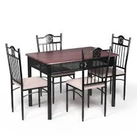 BOXED COSTWAY STURDY STEEL FRAME DINING SET WITH CUSHIONED CHAIRS - COMPLETE 5 PIECE SET