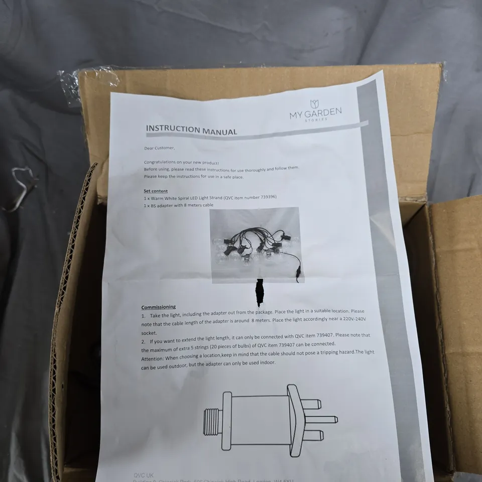 WARM WHITE SPIRAL LED LIGHT STRAND (8M) WITH BS ADAPTER – MY GARDEN