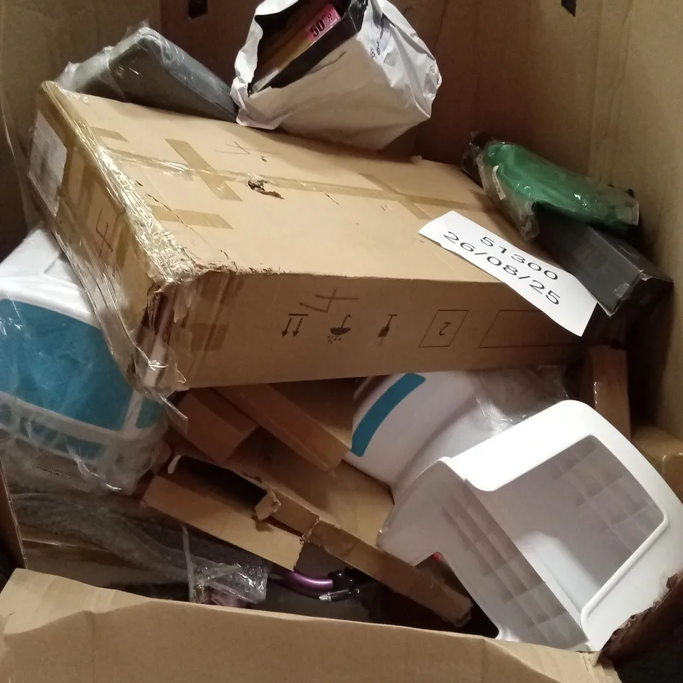 PALLET OF ASSORTED HOUSEHOLD GOODS & PRODUCTS TO INCLUDE; GIRLS TRICYCLE, GARDEN TOOLS, SHOE RACK, GAMING MOUSE MATS, CRAZY DARTS ETC