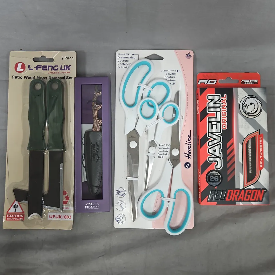 APPROXIMATELY 10 ASSORTED HOUSEHOLD ITEMS TO INCLUDE RED DRAGON JAVELIN ORIGINAL DARES, ETC - COLLECTION ONLY