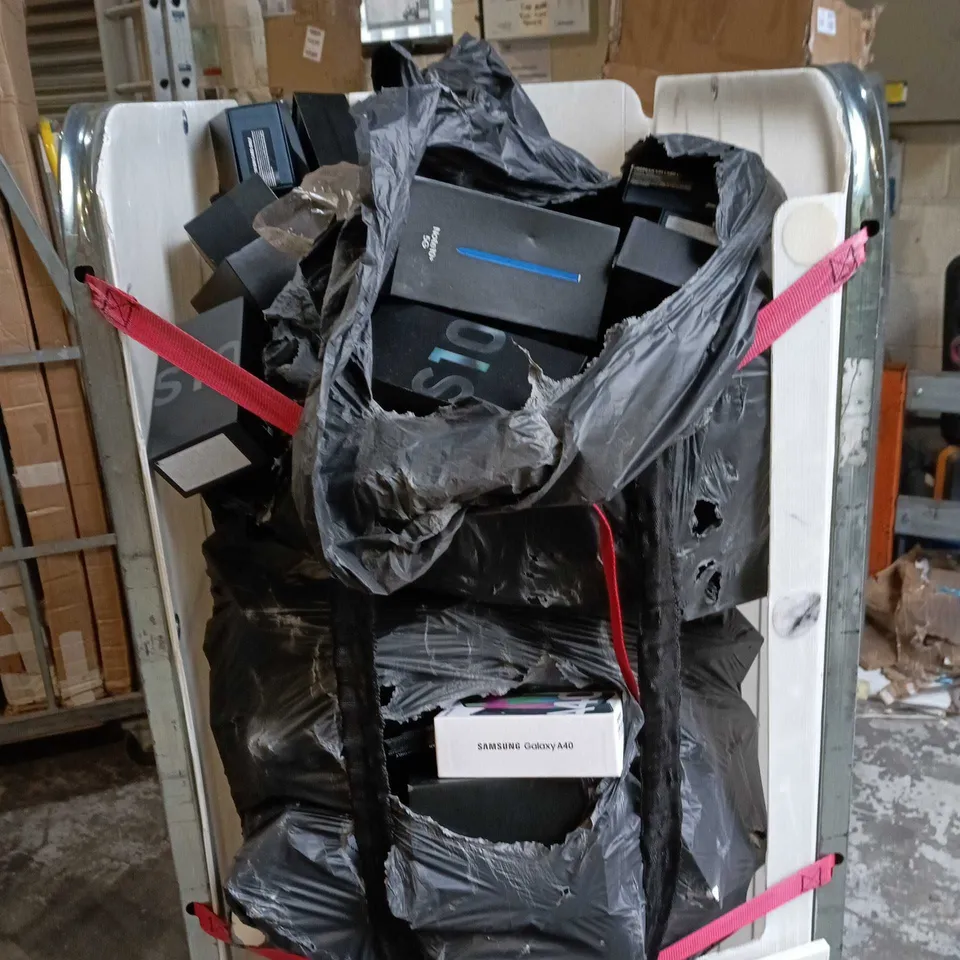 CAGE OF ASSORTED EMPTY MOBILE PHONE BOXES 