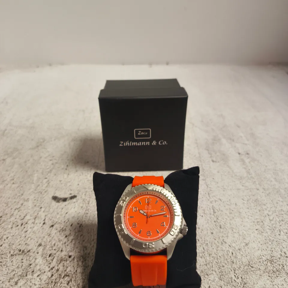 ZIHLMANN & CO. WRISTWATCH – ORANGE DIAL, SILICONE STRAP