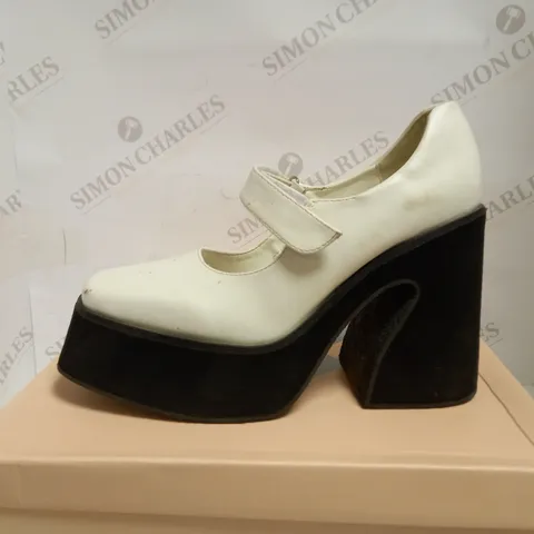 KOI VEGAN VELCRO STRAP WHITE PLATFORM MARY JANES UK SIZE 5