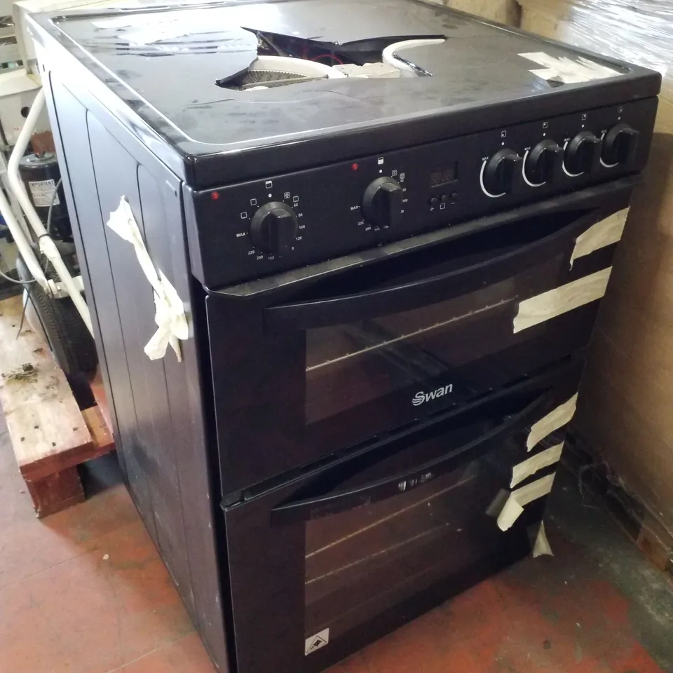 SWAN SX16730B 60CM ELECTRIC DOUBLE OVEN ELECTRIC COOKER WITH CERAMIC HOB - BLACK