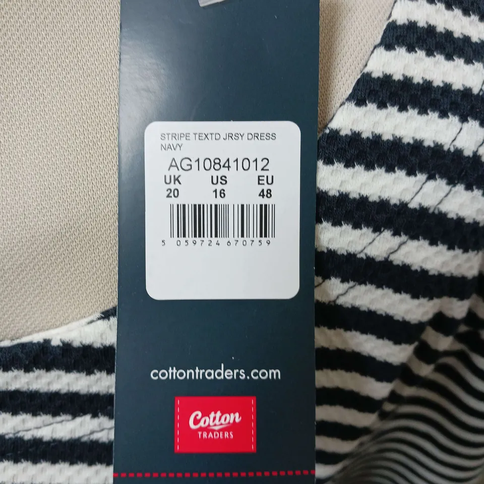 COTTON TRADERS STRIPED TEXTERED JERSEY DRESS SIZE UK 20