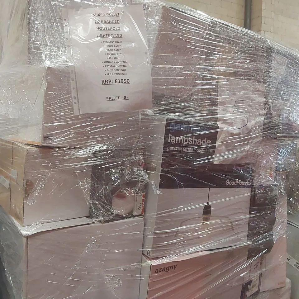 PALLET CONTAINING A LARGE QUANTITY OF BRANDED HOUSEHOLD LIGHTS