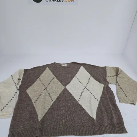 MISUMI KNIT SWEATER WITH ARGYLE PATTERN – ONE SIZE 