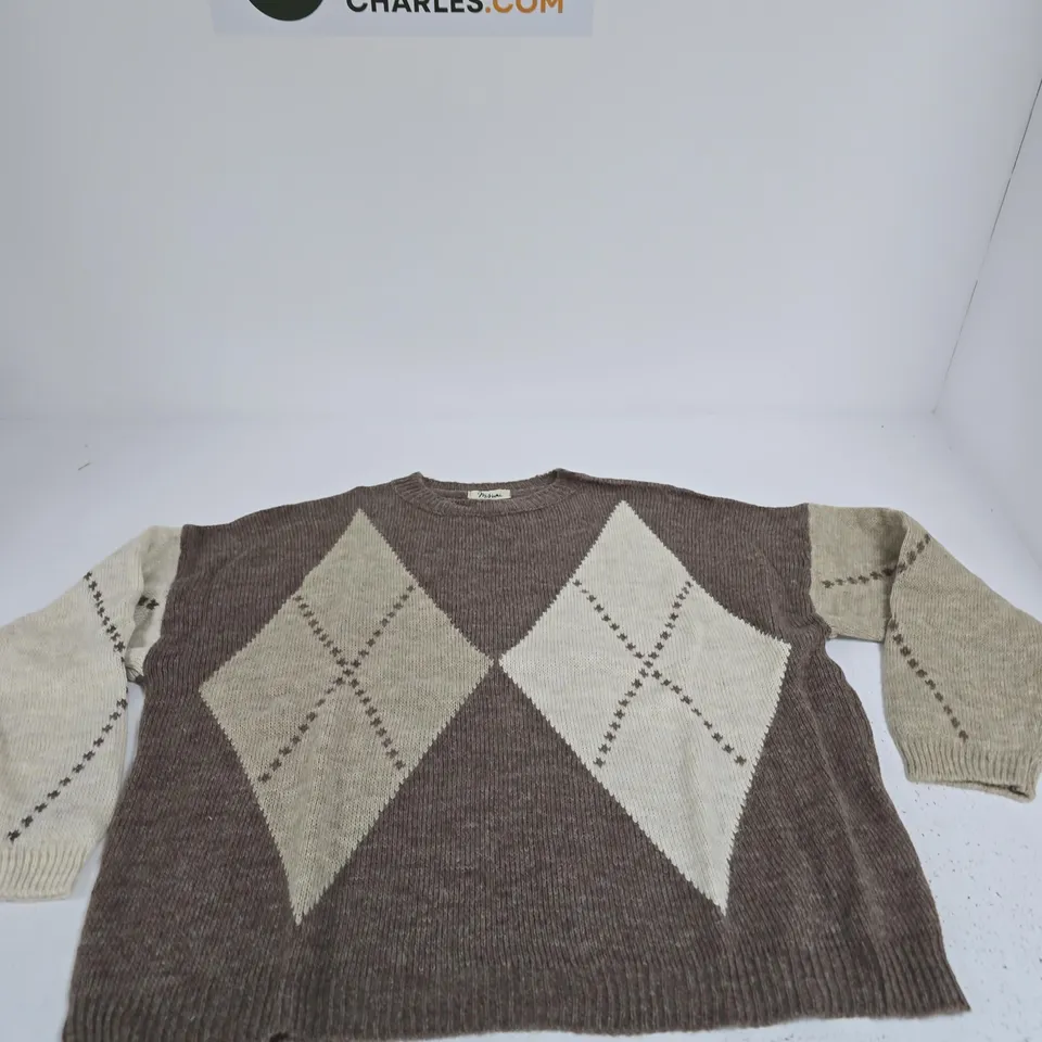 MISUMI KNIT SWEATER WITH ARGYLE PATTERN – ONE SIZE