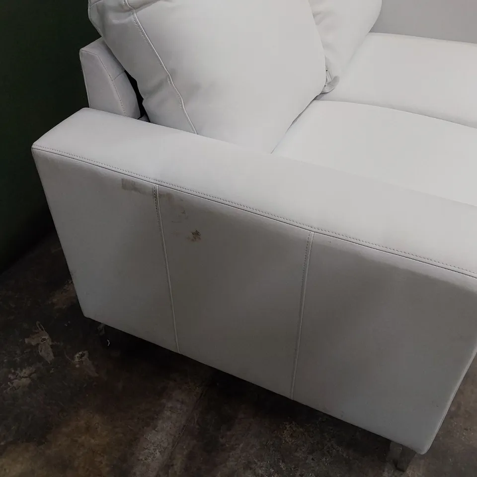DESIGNER TWO SEATER SOFA WHITE LEATHER 