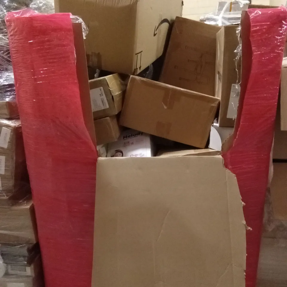PALLET OF ASSORTED HOUSEHOLD GOODS AND PRODUCTS TO INCLUDE; CHILDREN'S TOY, PRAM, RAISED TOILET SEATS ETC