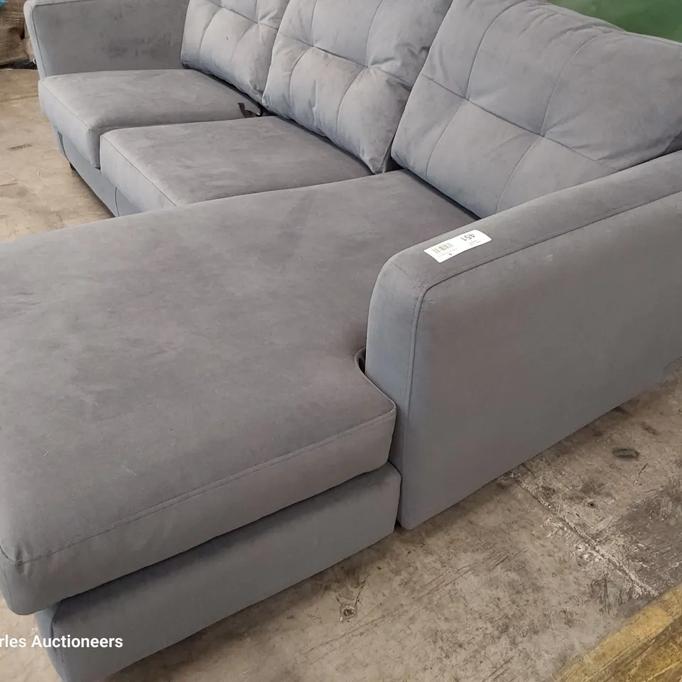 QUALITY BRITISH DESIGNER LOUNGE Co. CHAISE SOFA PLUSH GREY FABRIC 