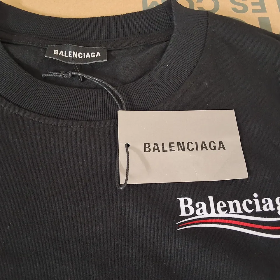 BALENCIAGA BLACK CREW T-SHIRT - L