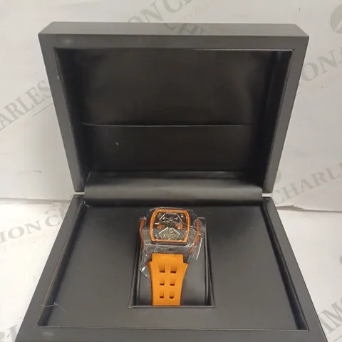 BOXED GRESHAM GENTS GENESIS G1 SPECIAL EDITION WATCH - SKELETON - STAINLESS STEEL - RUBBER STRAP - 5 ATM. 