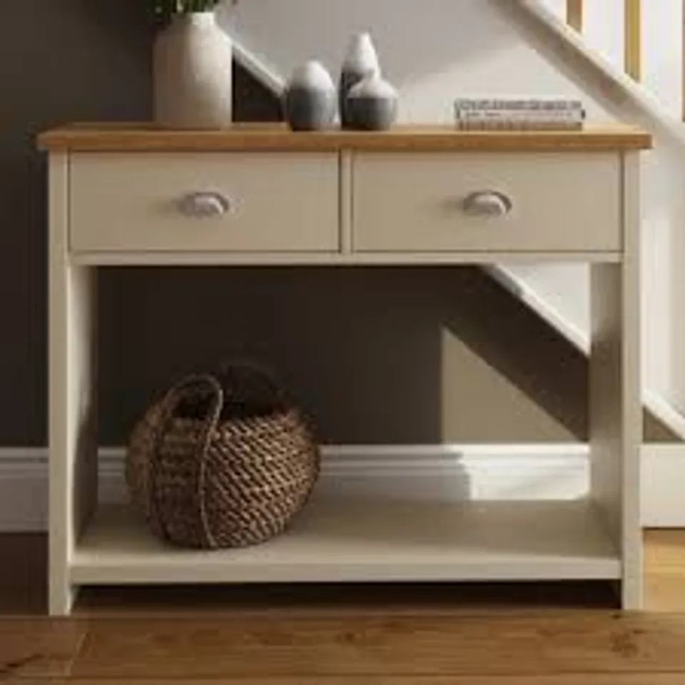 BOXED GFW LANCASTER 2 DRAWER CREAM CONSOLE TABLE (1 BOX)