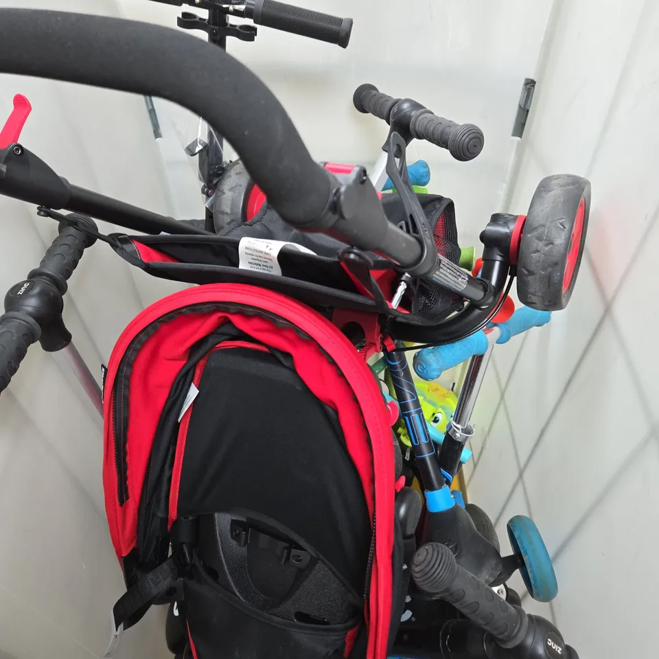 CAGE OF APPROXIMATELY 7 ASSORTED BROKEN SCOOTERS TO INCLUDE - ZINC , PAW PATROL ETC - COLLECTION ONLY