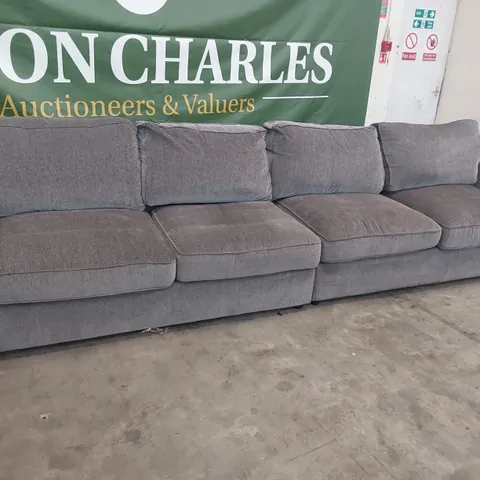 BOXED DESIGNER CORSICA STORAGE FOOTSTOOL NAVY GREY LEATHER CONTRASTING STITCHING