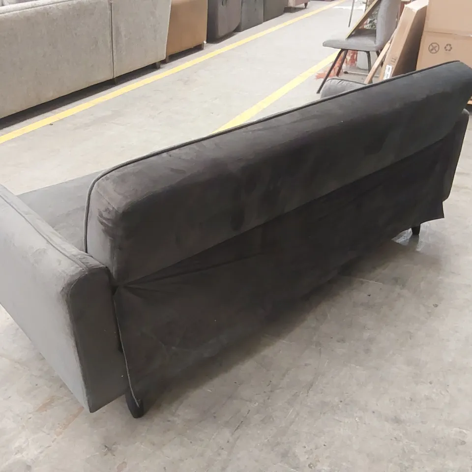 JENNIFER FABRIC COMPACT 3 SEATER SOFA - CHARCOAL VELVET RRP £349