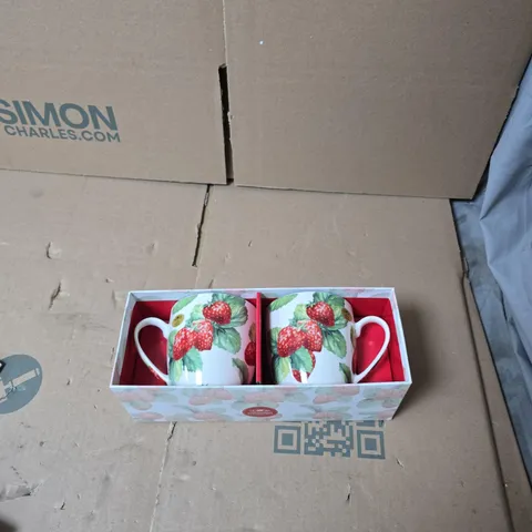 THE LEONARDO COLLECTION STRAWBERRY FIELD SET OF 2 MUGS – LESSER & PAVEY, FINE CHINA