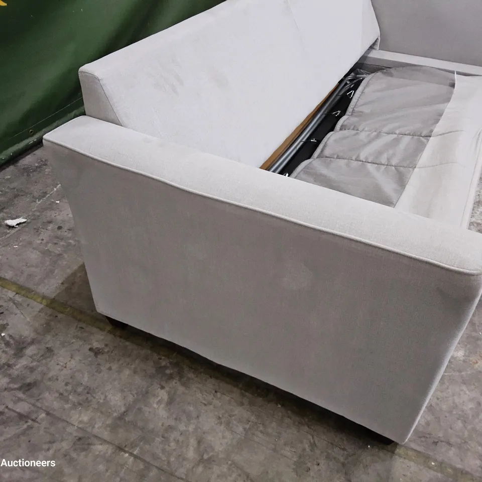 DESIGNER THE ELMLEY LIGHT GREY FABRIC  METAL ACTION SOFA BED FRAME