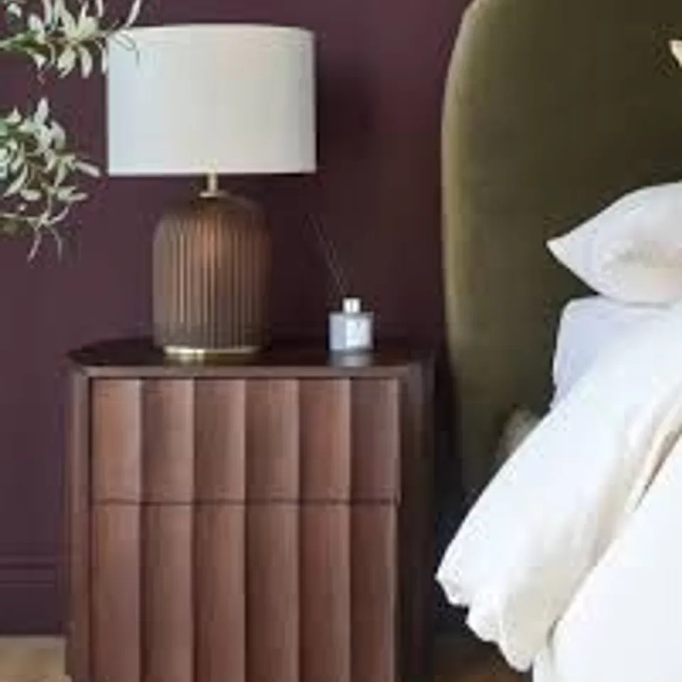 BOXED DANETTI JUNIPER DARK WOOD BEDSIDE TABLE