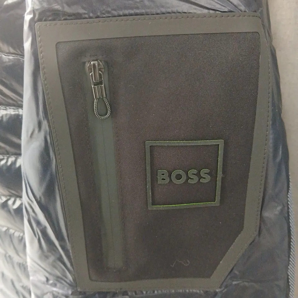 BOSS DUCK DOWN ZIP THROUGH JACKET IN NAVY - BR G