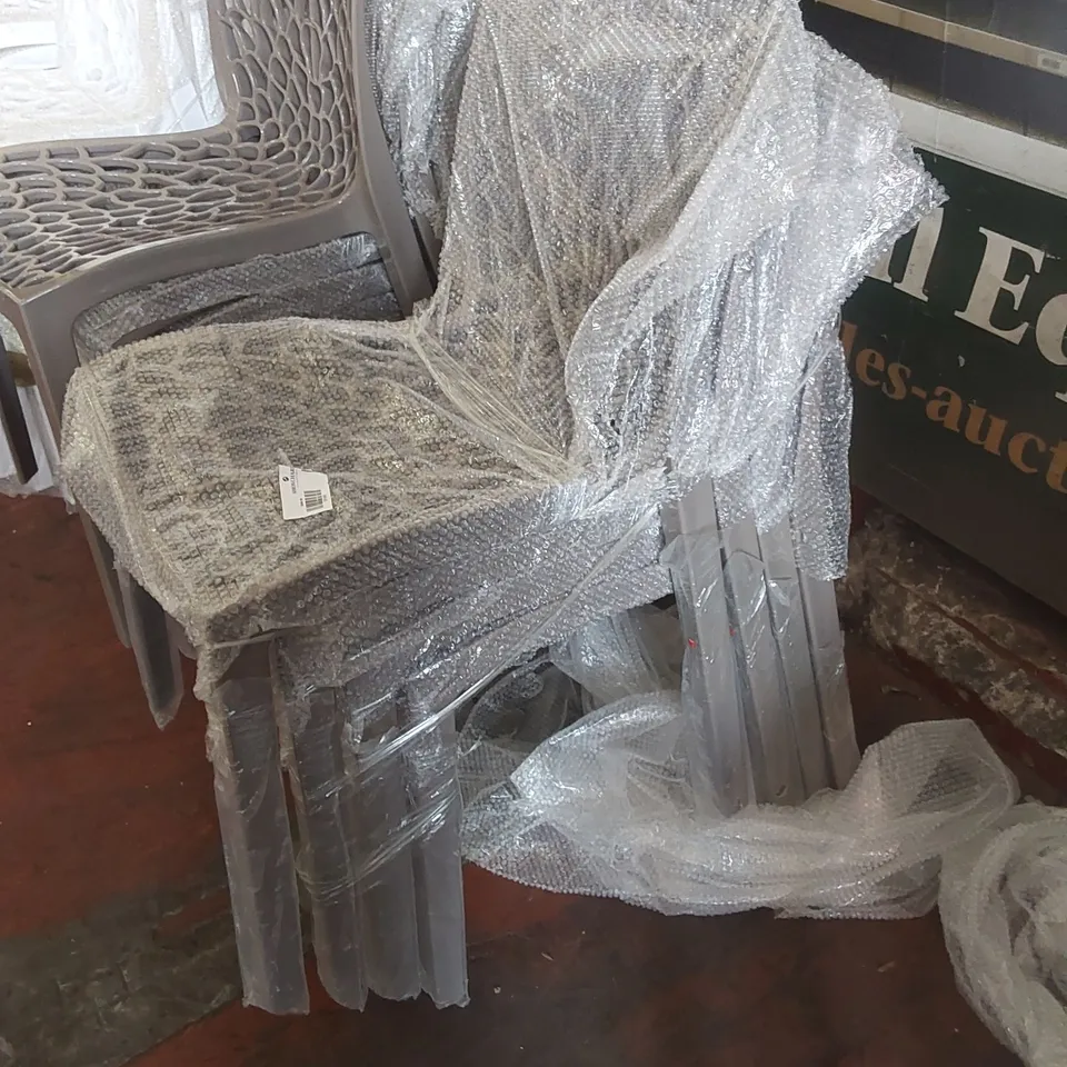 SET OF 5 BRAND NEW DESIGNER HARDENED PLASTIC GARDEN WEB CHAIRS 