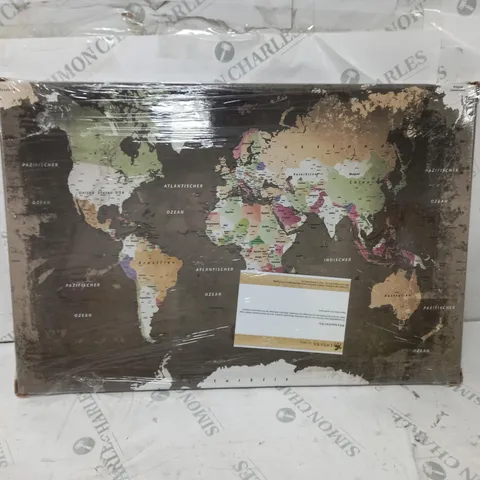 BOXED LANAKK WORLD MAP GRAPHIC ART ON CANVAS 40X60CM