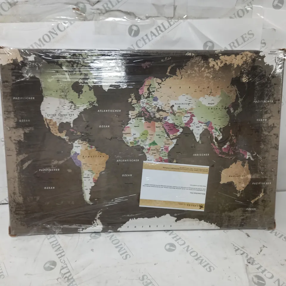 BOXED LANAKK WORLD MAP GRAPHIC ART ON CANVAS 40X60CM 