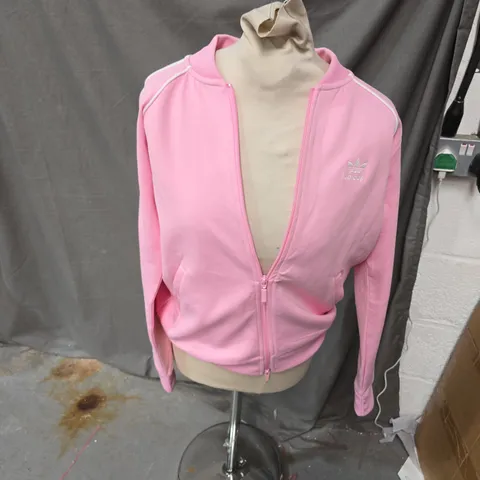 ADIDAS PINK ZIP-FRONT TRACK JACKET WITH TREFOIL LOGO-SIZE S