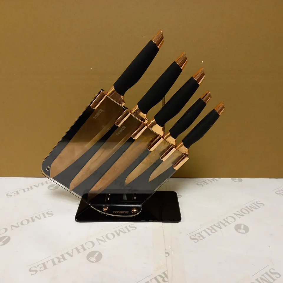 TOWER KNIFE SET - DAMASCUS ROSE GOLD EDITION