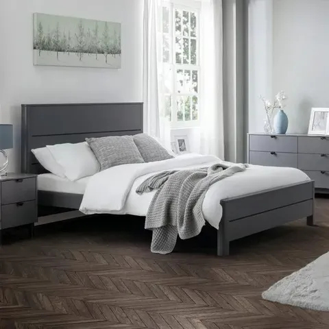 BOXED CHLOE 135CM DOUBLE BED - STORM GREY (2 BOXES)