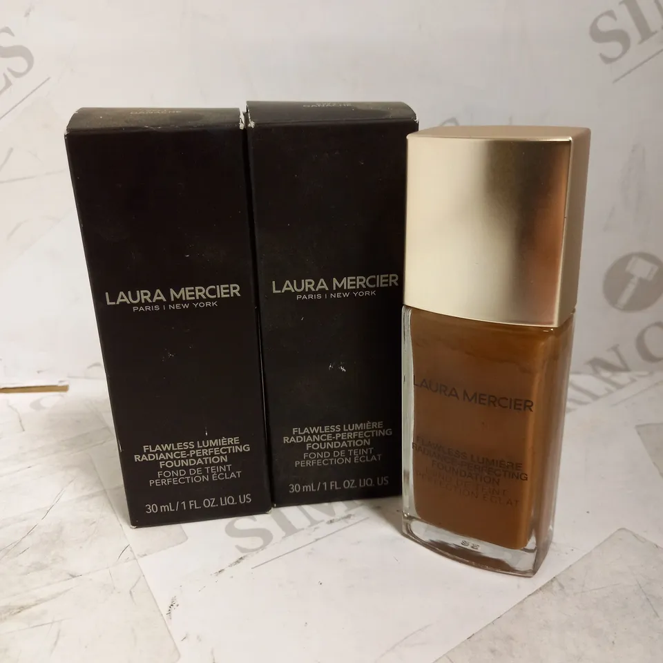LOT OF 2 X 30ML LAURA MERCIER FLAWLESS LUMIÈRE RADIANCE-PERFECTING FOUNDATION - 6W1 GANACHE