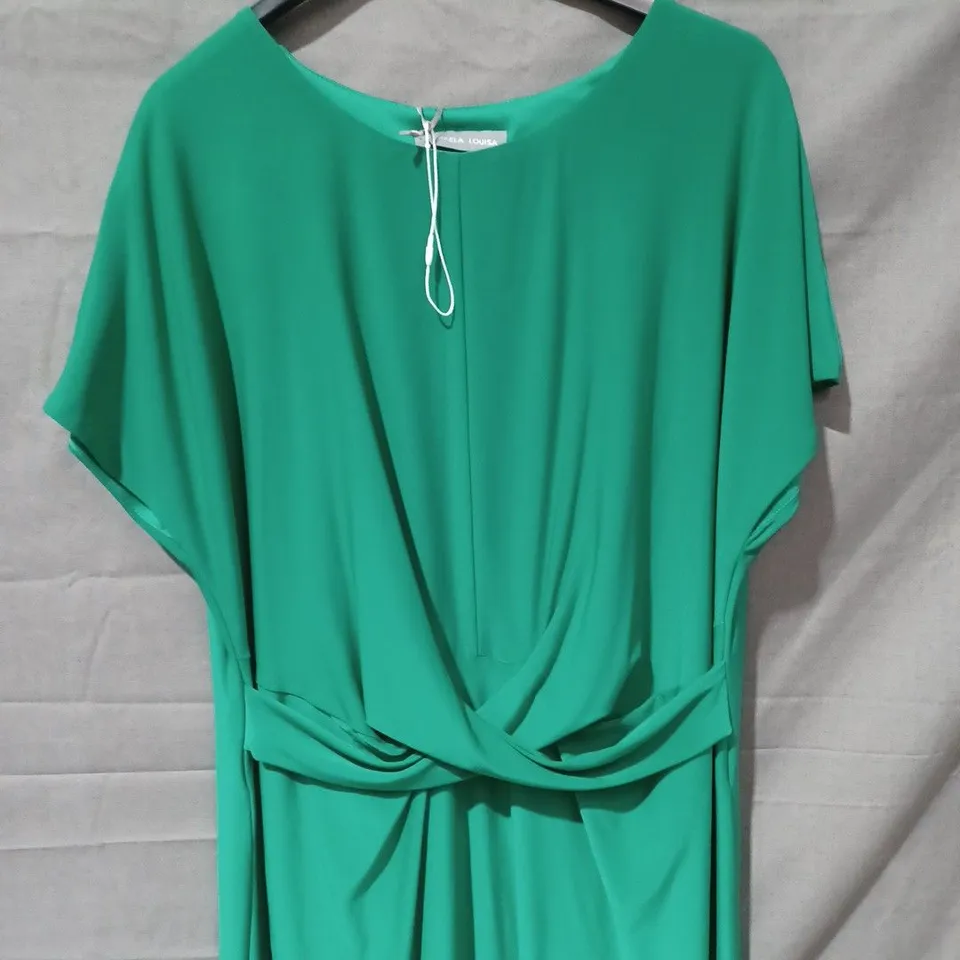 MICHAELA LOUISA FRONT TIE ROUND NECK DRESS (8726) IN EMERALD GREEN - UK 16