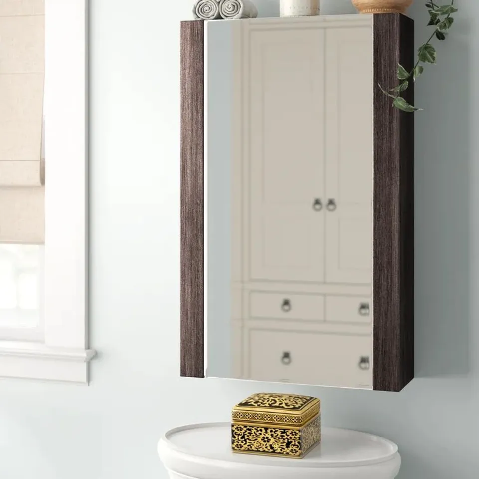 BOXED HALILA 50X80CM SURFACE MKUNT WALL CABINET DARK OAK MIRRORED