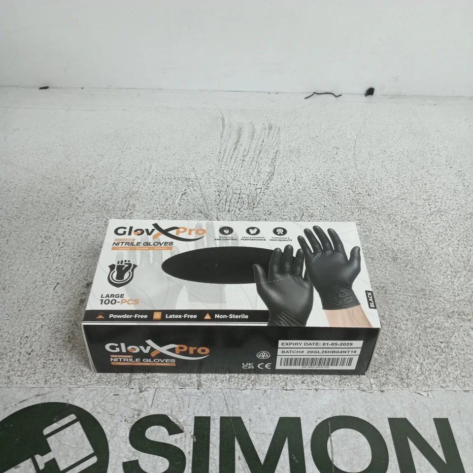 5 BOXES OF GLOVXPRO NITRILE GLOVES – BLACK, 100 PCS PER BOX (BOXED)
