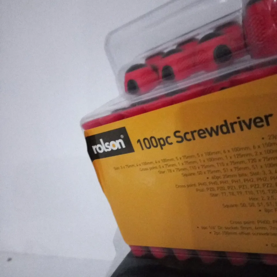 ROLSON 100PC SCREWDRIVER SET – RED-HANDLED TOOL KIT