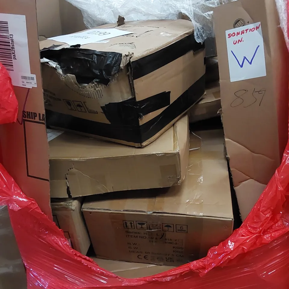 PALLET TO CONTAIN ASSORTED HOUSEHOLD ITEMS AND CONSUMER PRODUCTS. INCLUDING BOXED FURNITURE ETC 