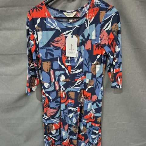 SEASALT CORNWALL WOMENβS 3/4 SLEEVE WILD BOUQUET DRESS β MUSSEL, UK 10
