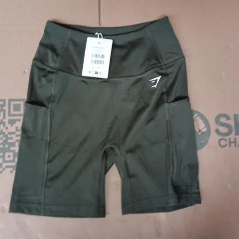 GYM SHARK BODY FIT POCKET SHORTS IN GREEN SIZE SMALL