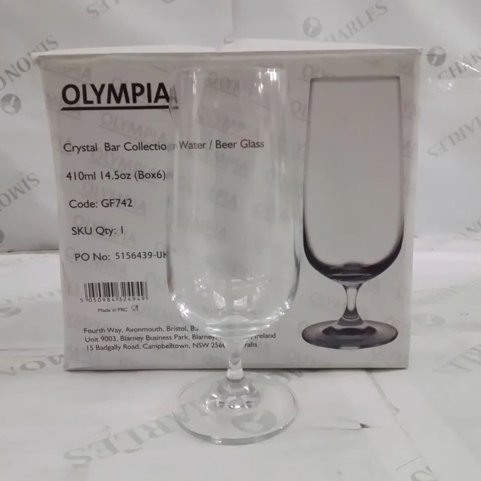 BOXED OLYMPIA CRYSTAL COCKTAIL GLASSES APPROXIMATELY 6