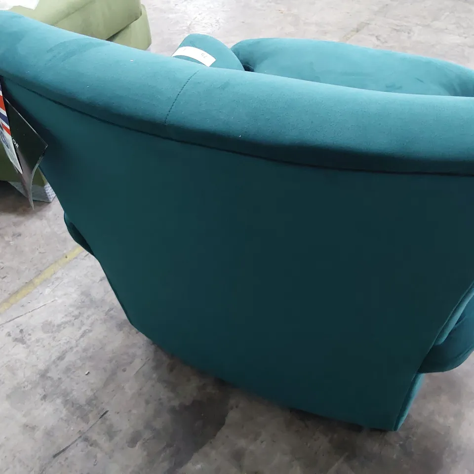 QUALITY BRITISH DESIGNER LOUNGE Co. EASY CHAIR TURQUOISE PLUSH FABRIC 