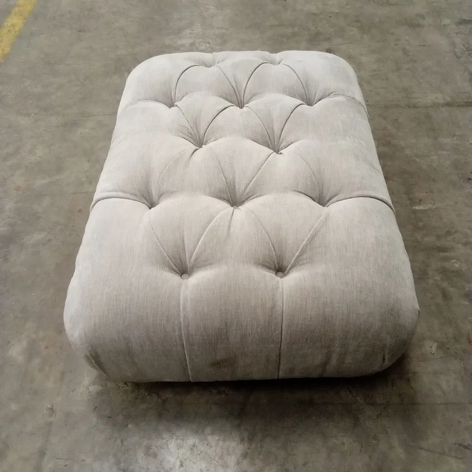 DESIGNER GREY FABRIC FOOTSTOOL